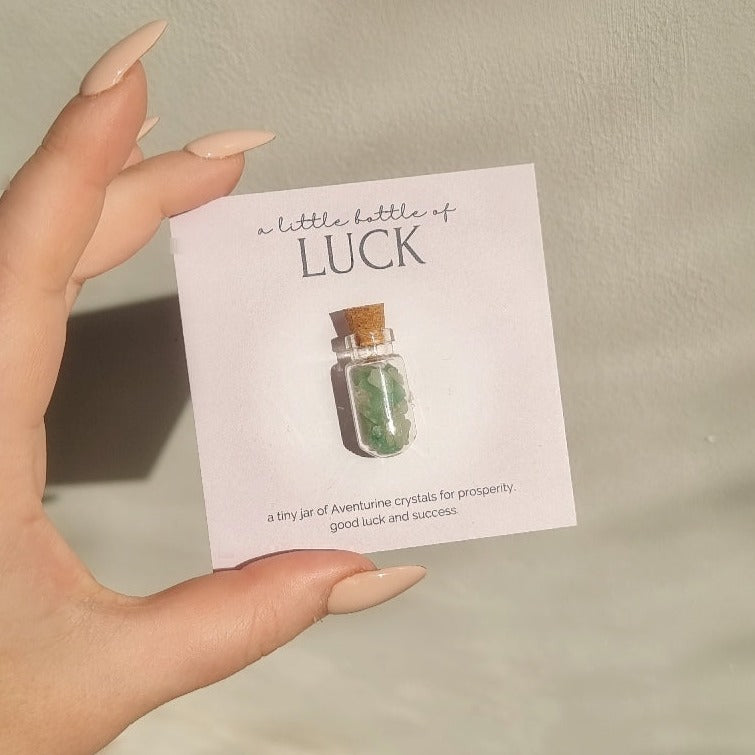 A little bottle of Luck - Aventurine Crystal Wish Jar