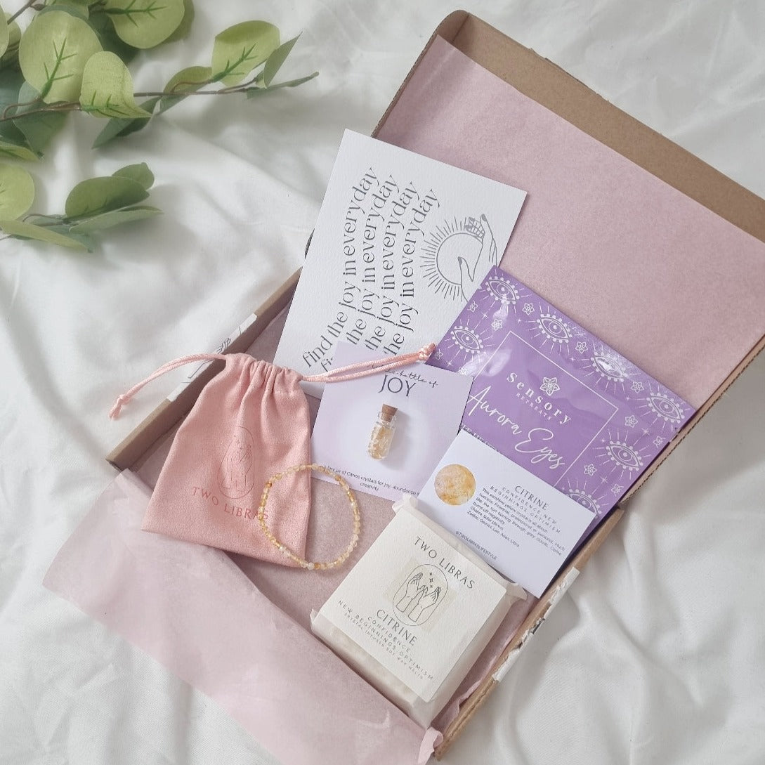 A little box of Joy - Citrine Wellness Crystal Letter box Gift