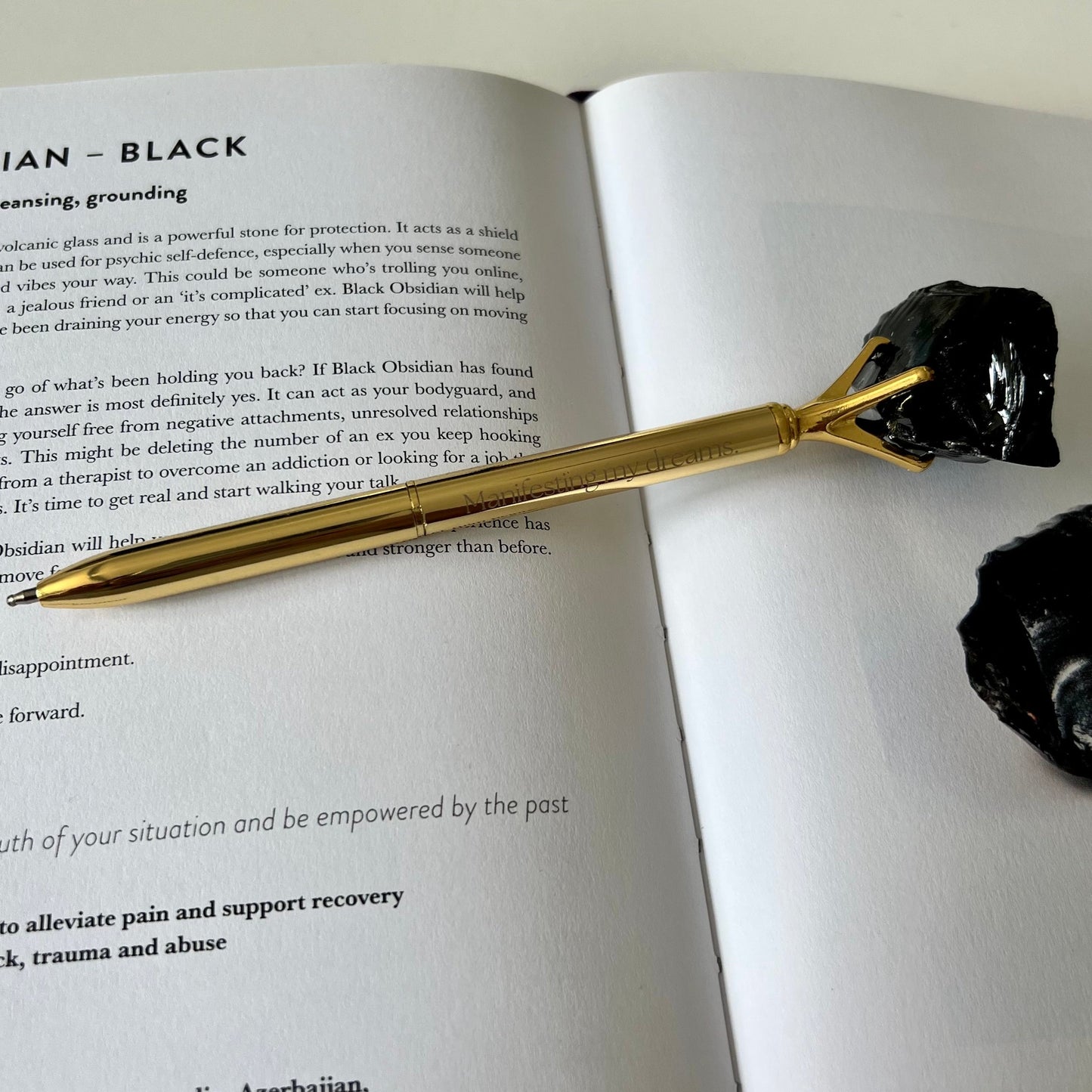 Manifesting my dreams Obsidian Crystal Pen