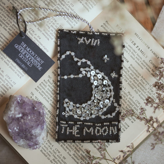 The Moon Tarot Hanging Decoration With Genuine Moonstone Crystals