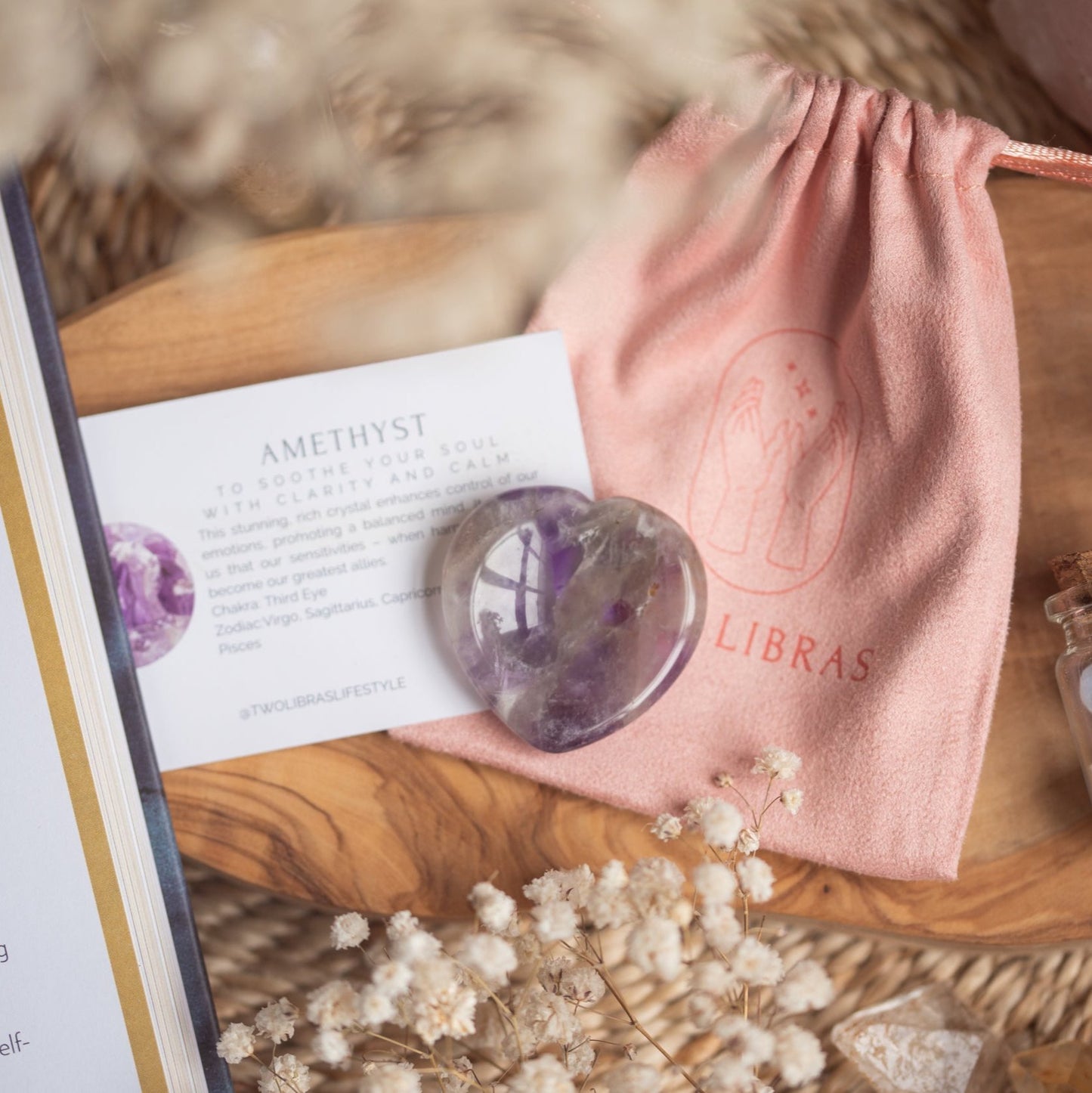 Amethyst Heart Worry Thumb Stone - Calm and Soothing