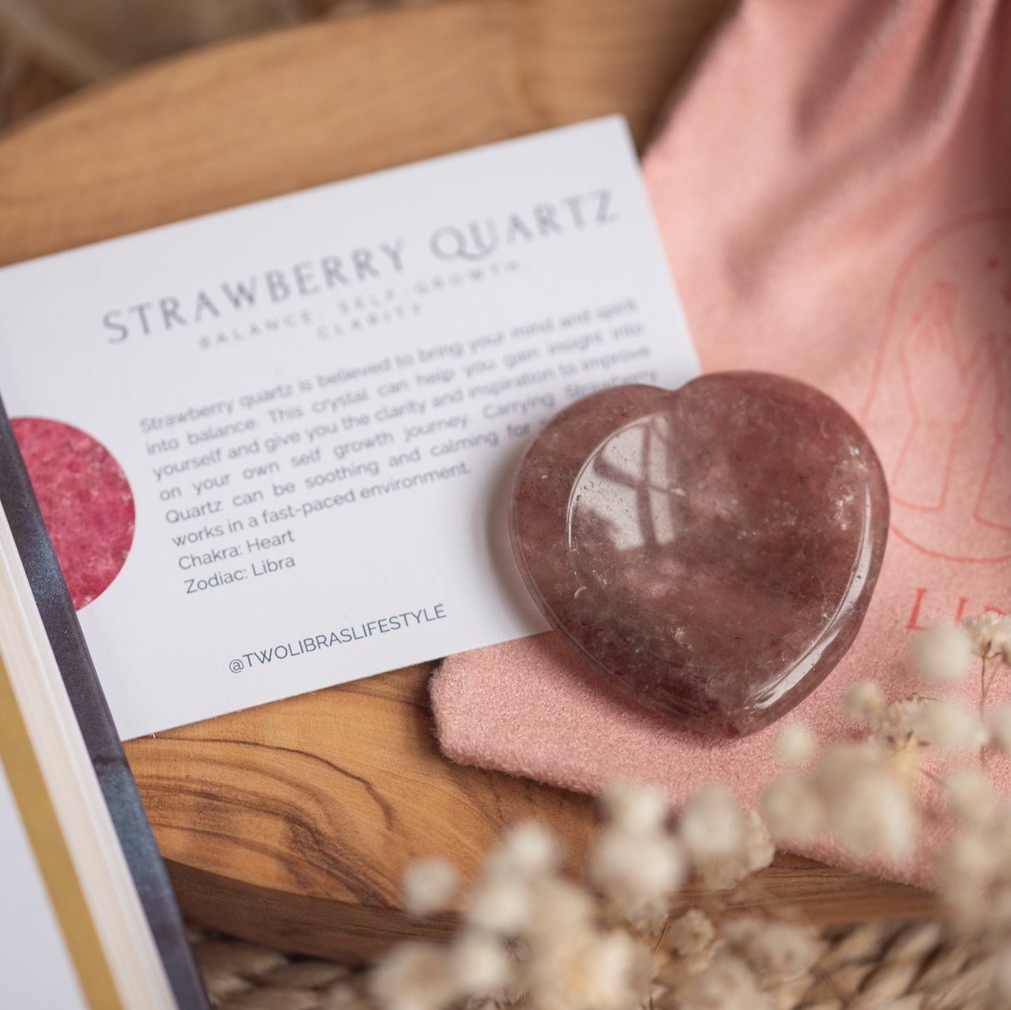 Strawberry Quartz Heart Worry Thumb Stone