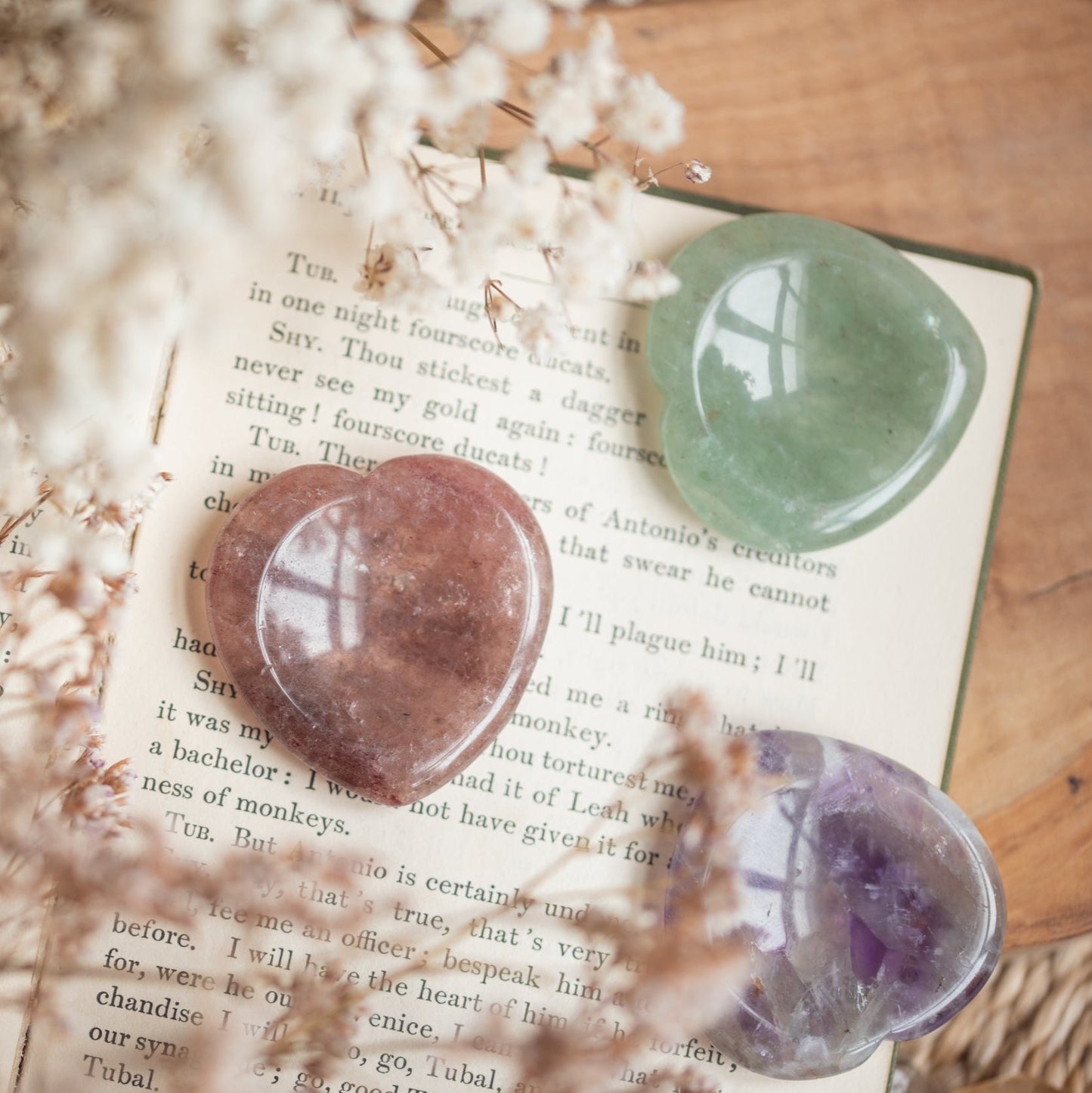 Strawberry Quartz Heart Worry Thumb Stone