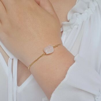 Rose Quartz - 14k Gold Plated Bracelet