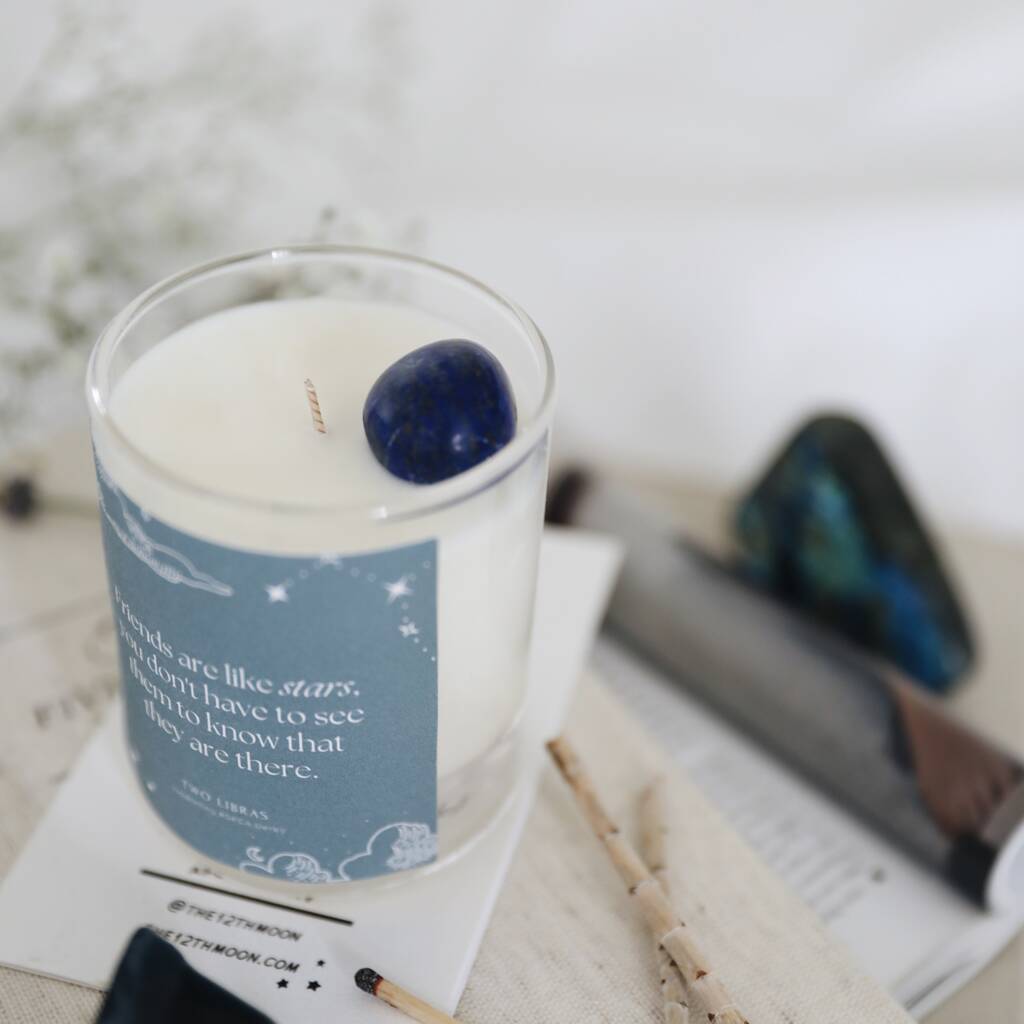 Lapis Lazuli Friendship Crystal Intention Candle - Supporting RSPCA Derby