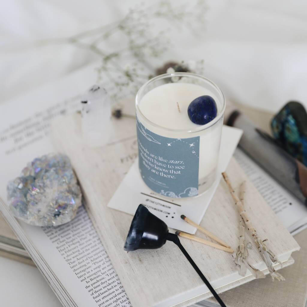 Lapis Lazuli Friendship Crystal Intention Candle - Supporting RSPCA Derby