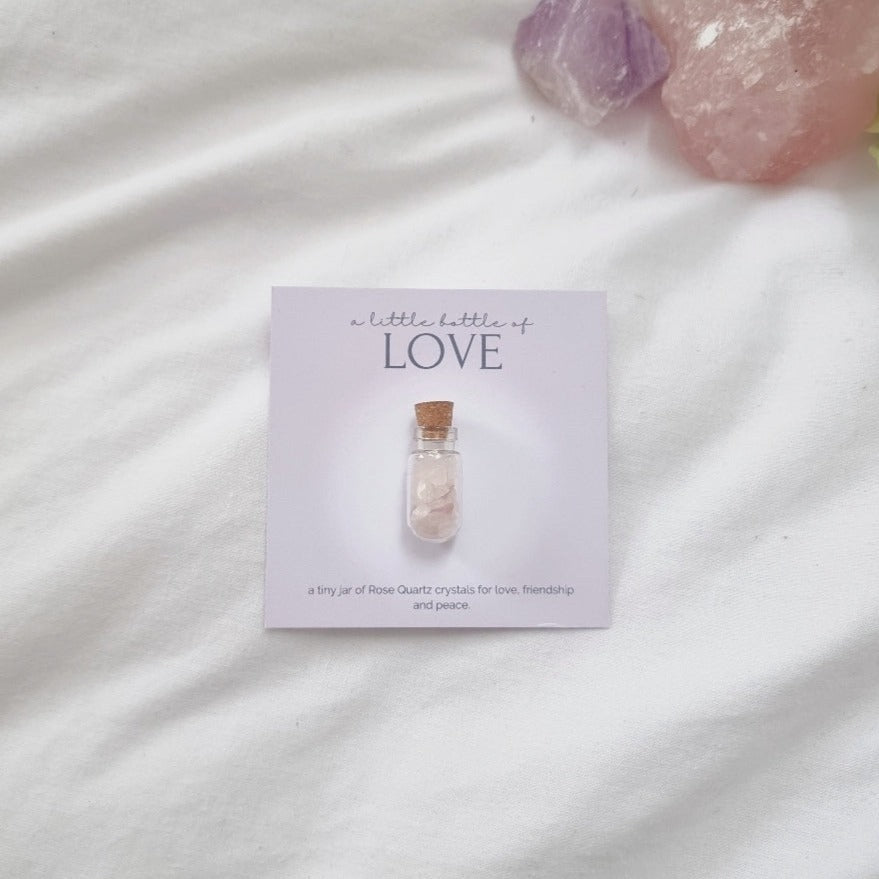 A little bottle of Love - Rose Quartz Crystal Wish Jar