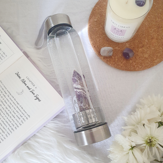 Amethyst Glass Water Bottle - To soothe your soul with clarity and calm.