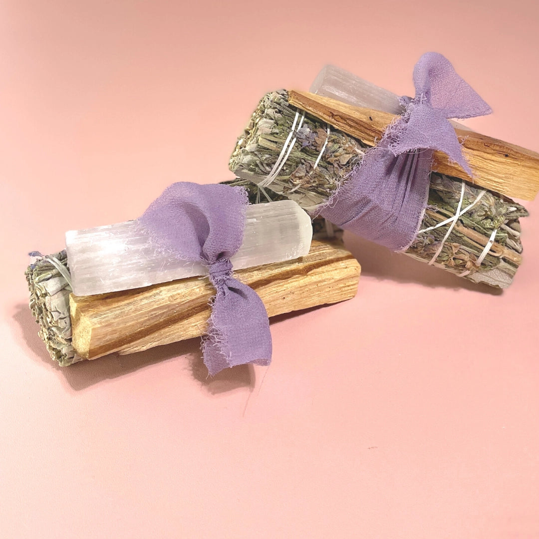 Lavender + White Sage Protection Bundle with Selenite