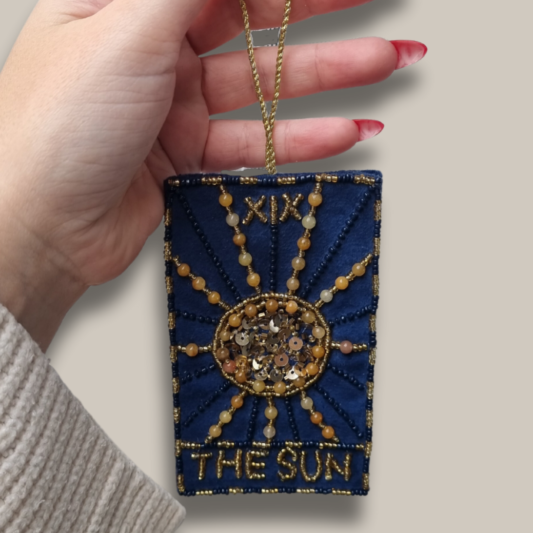 The Sun Tarot Hanging  Decoration With Genuine Citrine Crystals