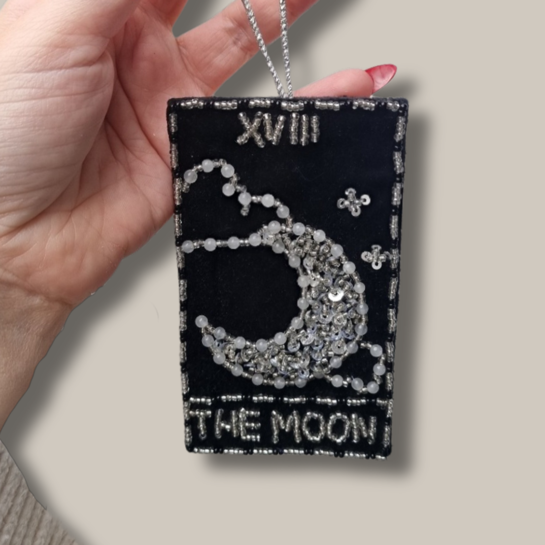 The Moon Tarot Hanging Decoration With Genuine Moonstone Crystals