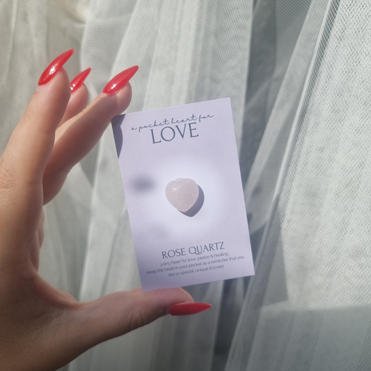 Pocket Heart For Love - Rose Quartz Crystal keepsake gift