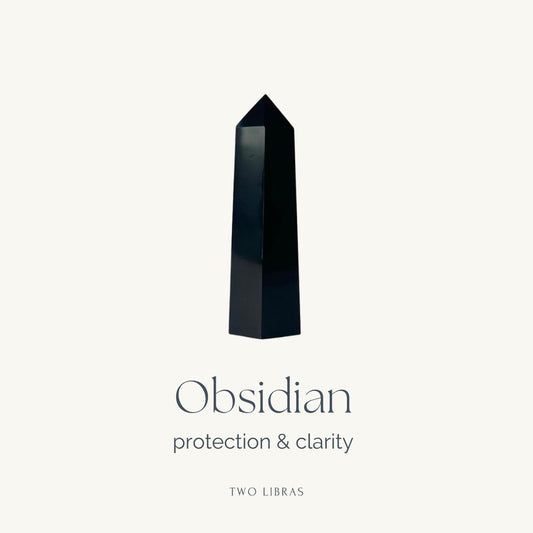 Black Obsidian Crystal Healing Tower Point