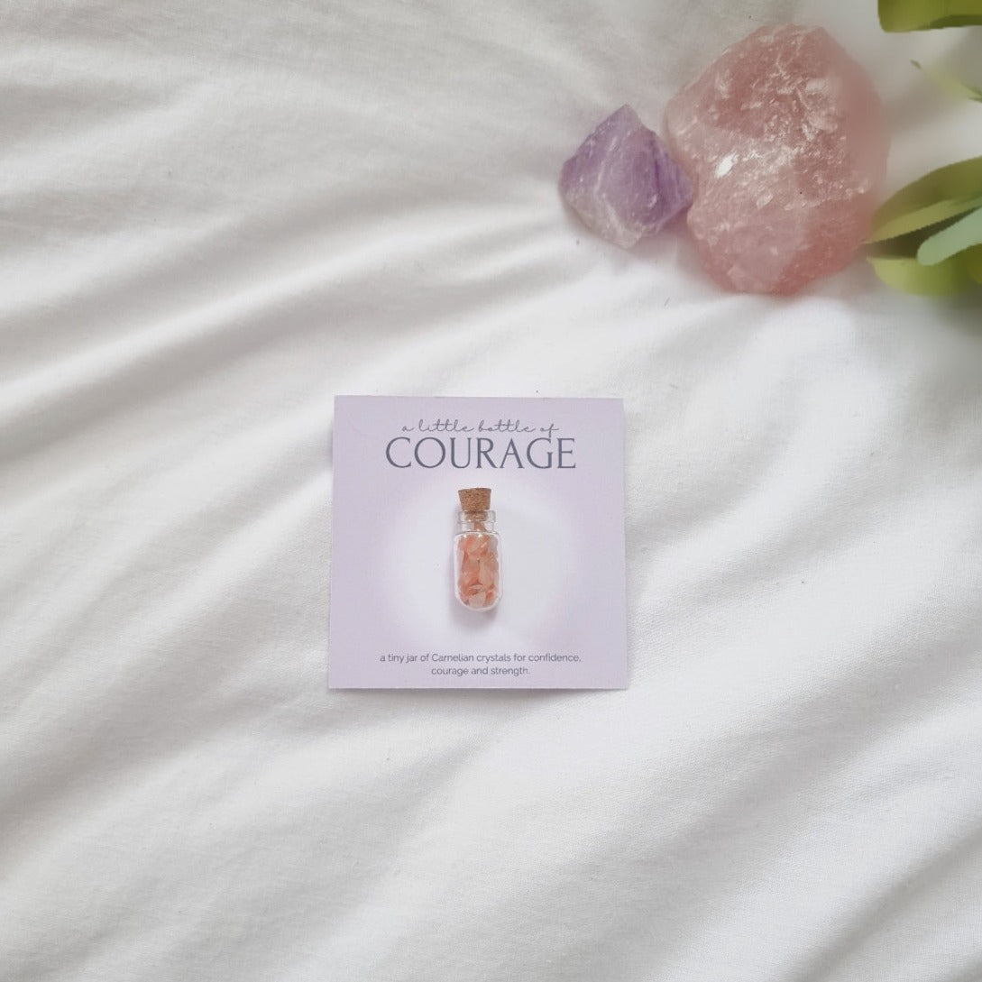 A little bottle of Courage - Carnelian Crystal Wish Jar