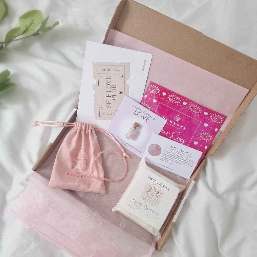 A little box of Love - Rose Quartz Wellness Crystal Self Love Wellness Letter box Gift