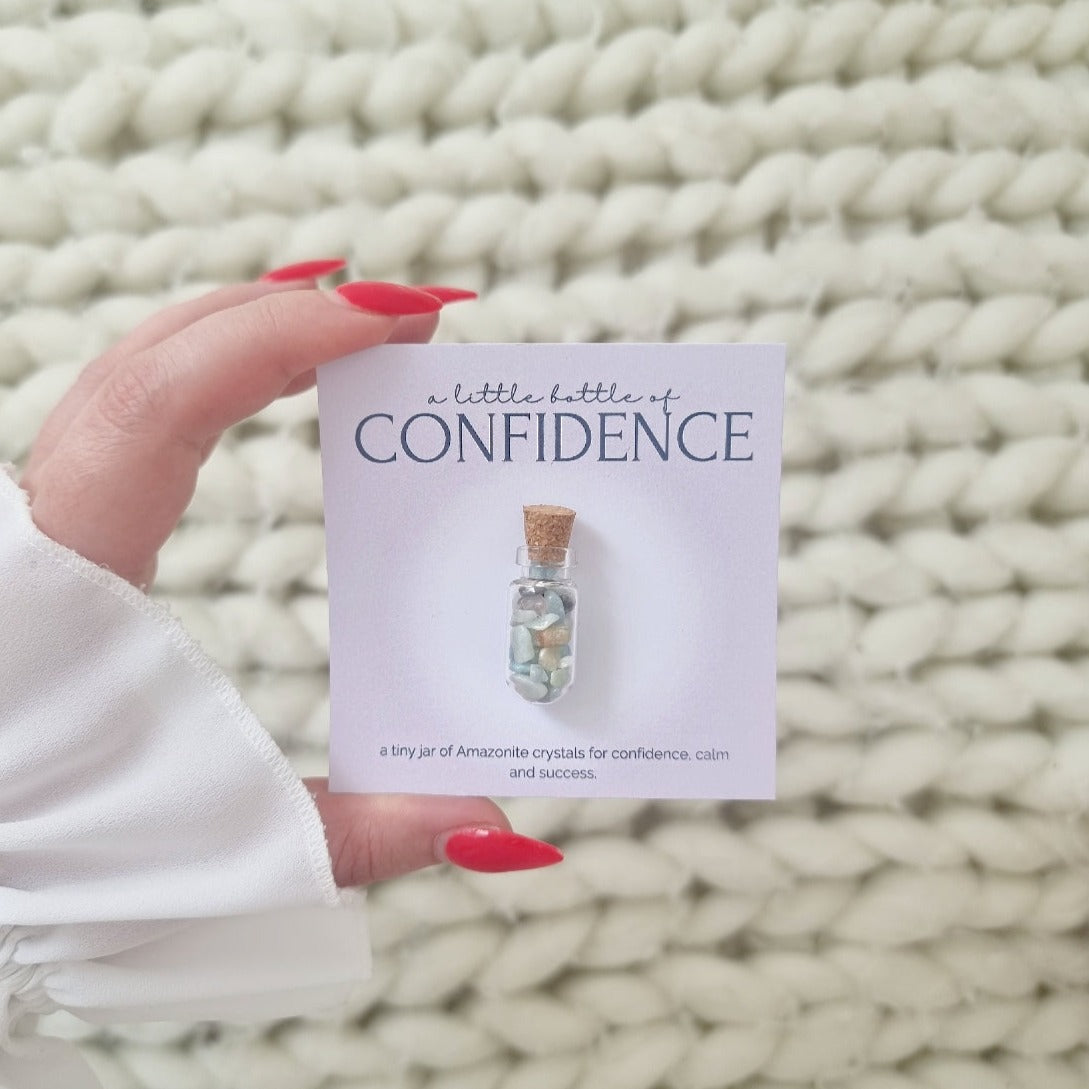 A little bottle of Confidence - Amazonite Crystal Wish Jar