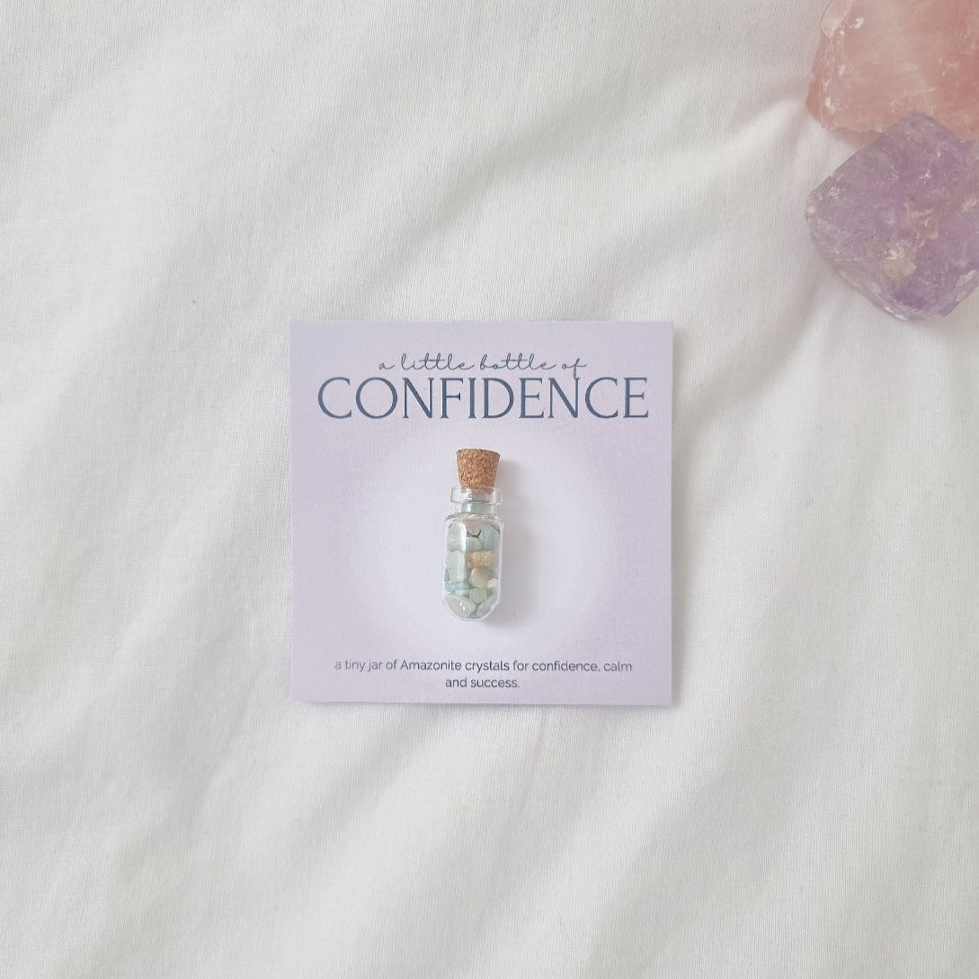 A little bottle of Confidence - Amazonite Crystal Wish Jar