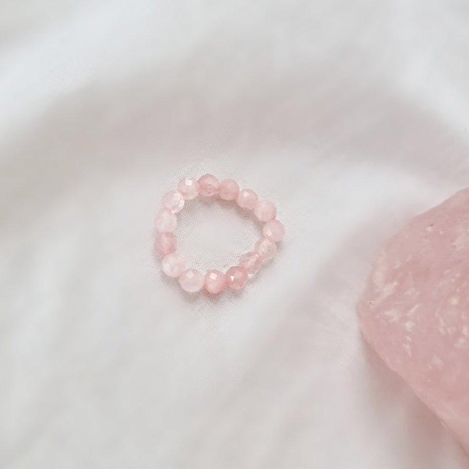 Rose Quartz Crystal Healing Beaded Ring - To embrace and love your true self