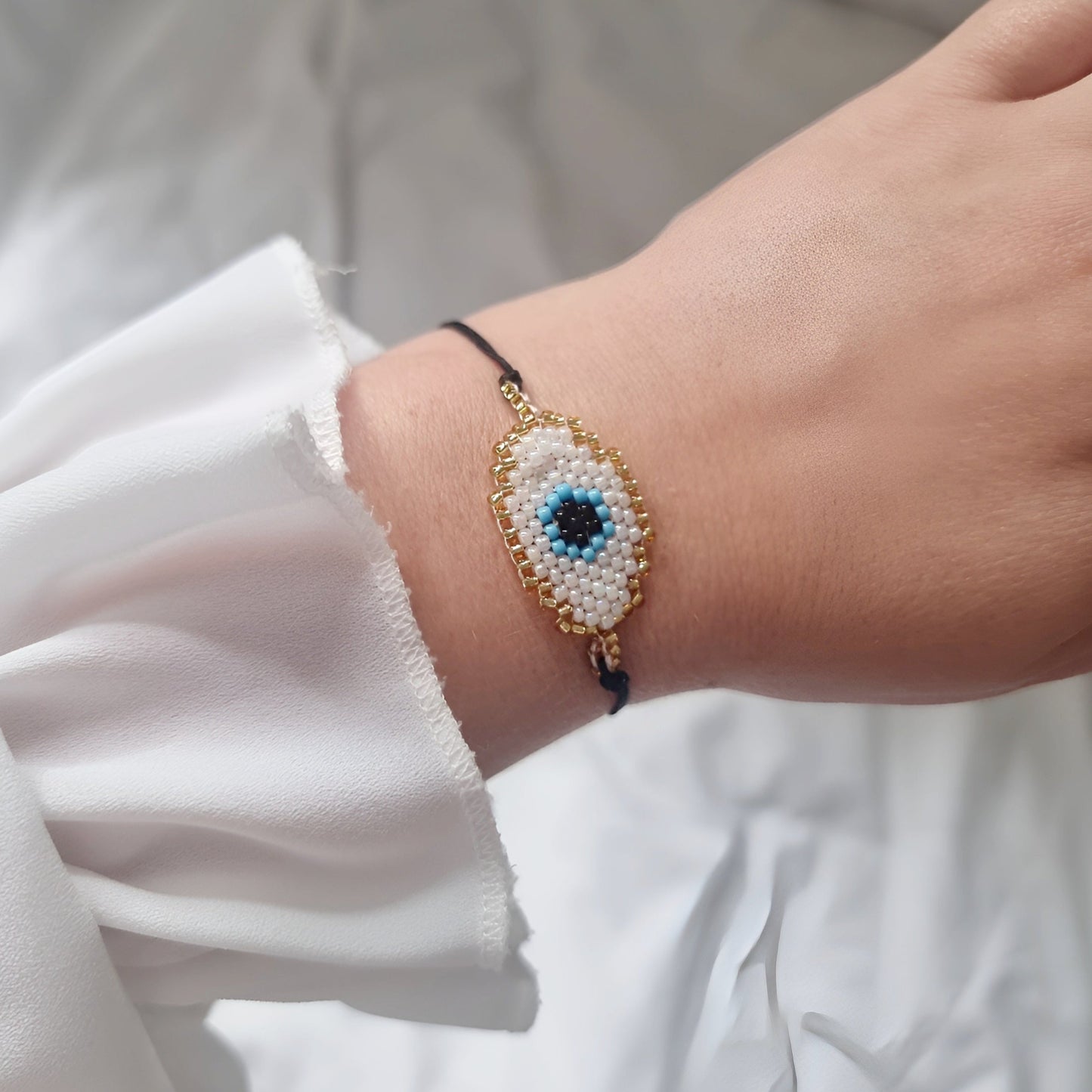 Evil Eye Black Beaded Friendship Bracelet - Protection, Positivity