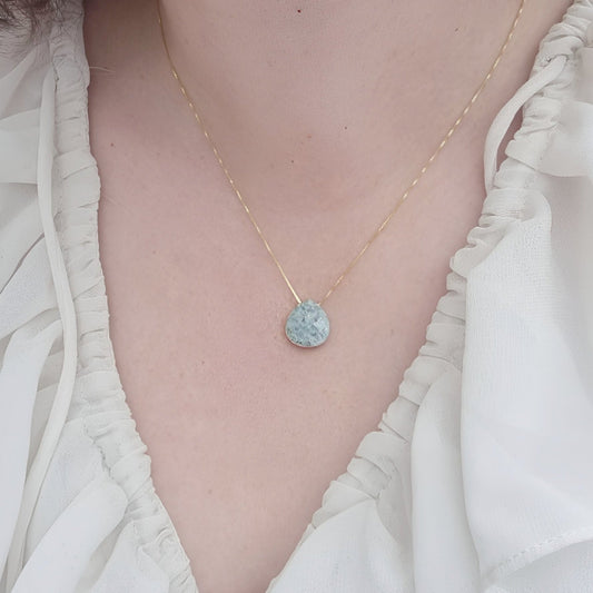 Aquamarine Tear Drop 14k Gold Plated Necklace JOY