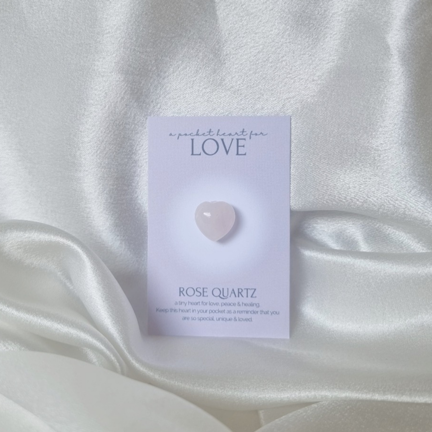 Pocket Heart For Love - Rose Quartz Crystal keepsake gift