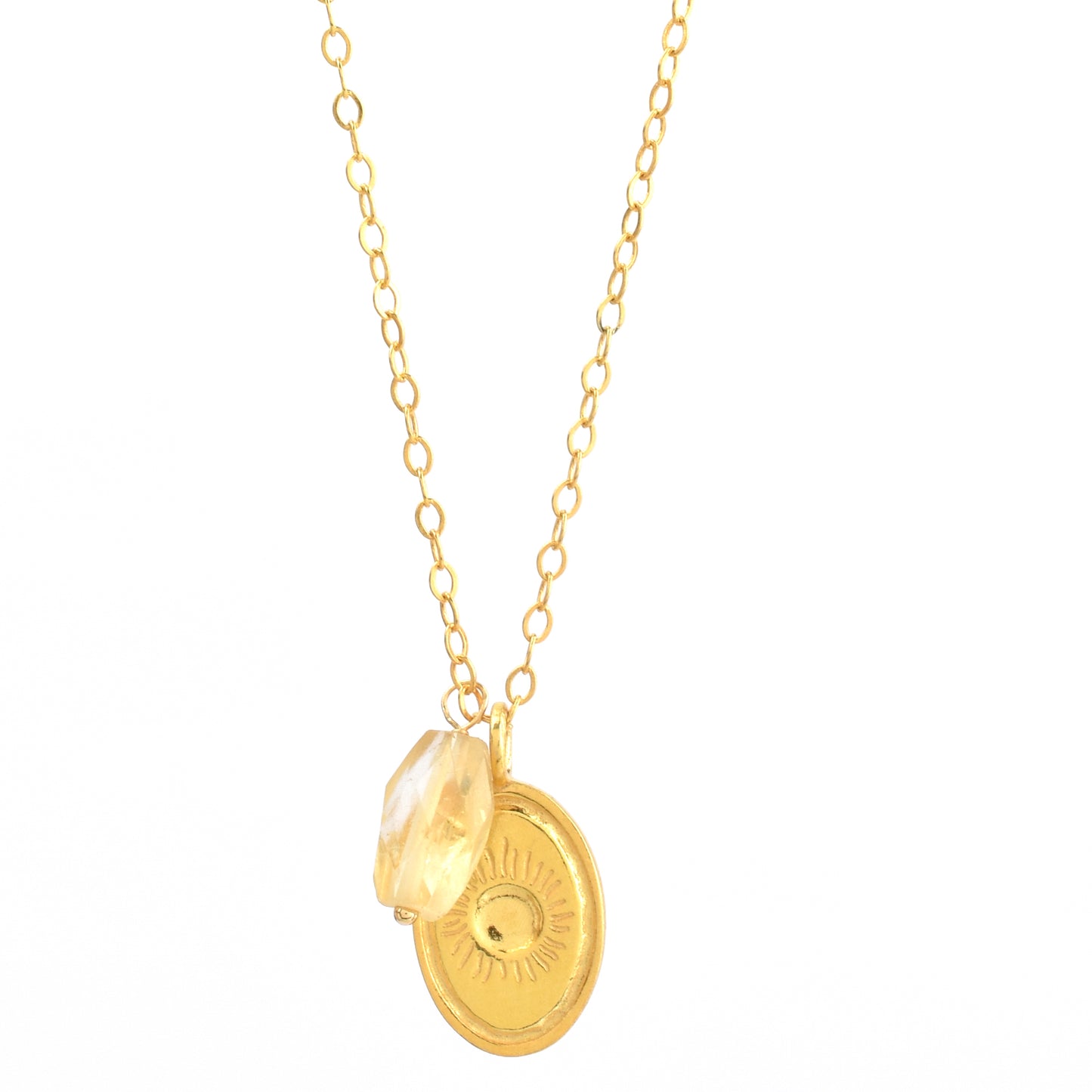 Citrine Abundance Charm Necklace - 18k Gold Plated