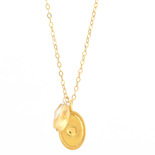 Citrine Abundance Charm Necklace - 18k Gold Plated