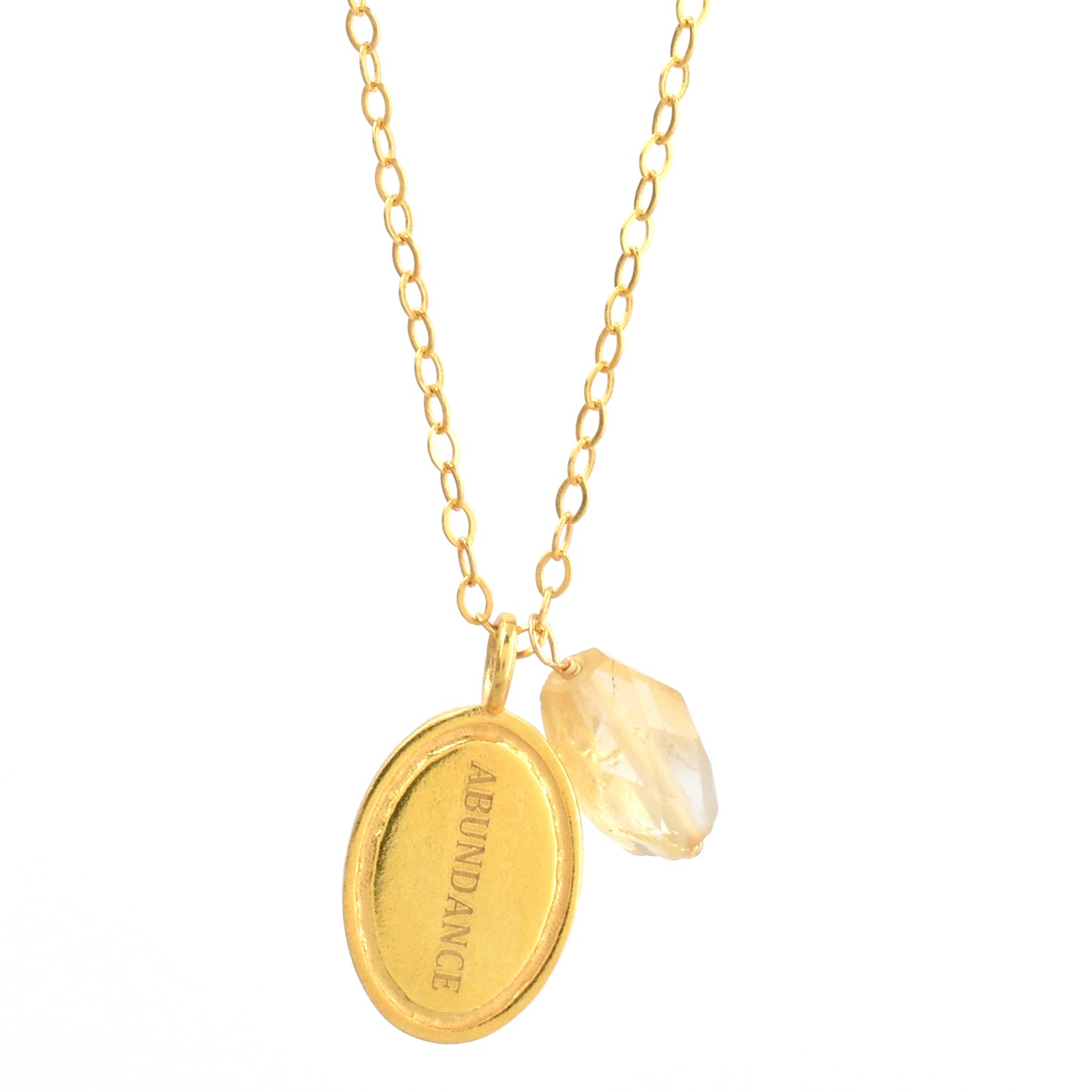 Citrine Abundance Charm Necklace - 18k Gold Plated