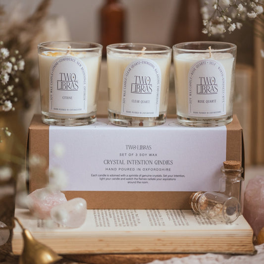 Set of 3 Mini Crystal Intention Candles in Gift Box