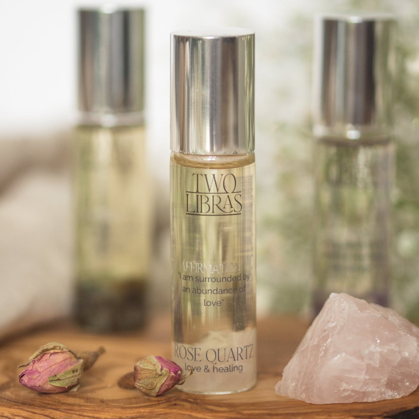 Rose Quartz Crystal Infused Essential Oil Aromatherapy Perfume -  Rose Geranium