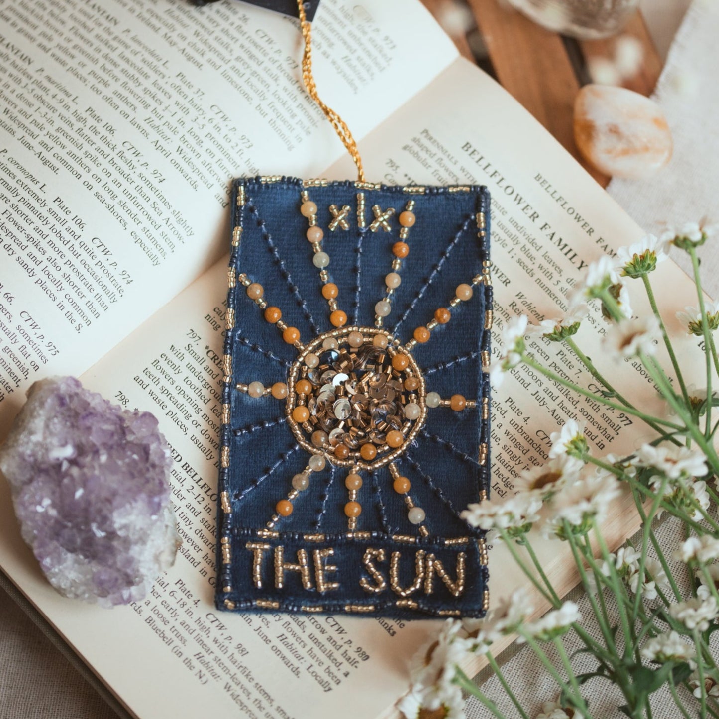 The Sun Tarot Hanging  Decoration With Genuine Citrine Crystals