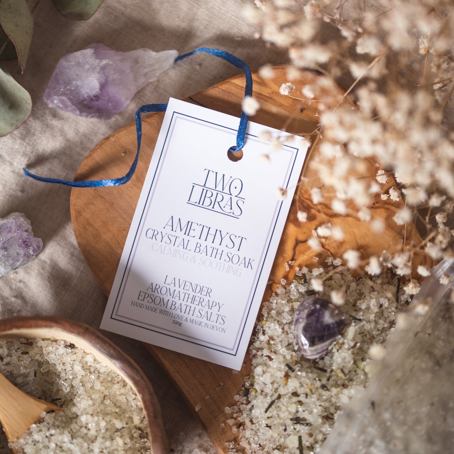 Amethyst Lavender Crystal Bath Soak - Epsom Bath Salts for Relaxation and Healing