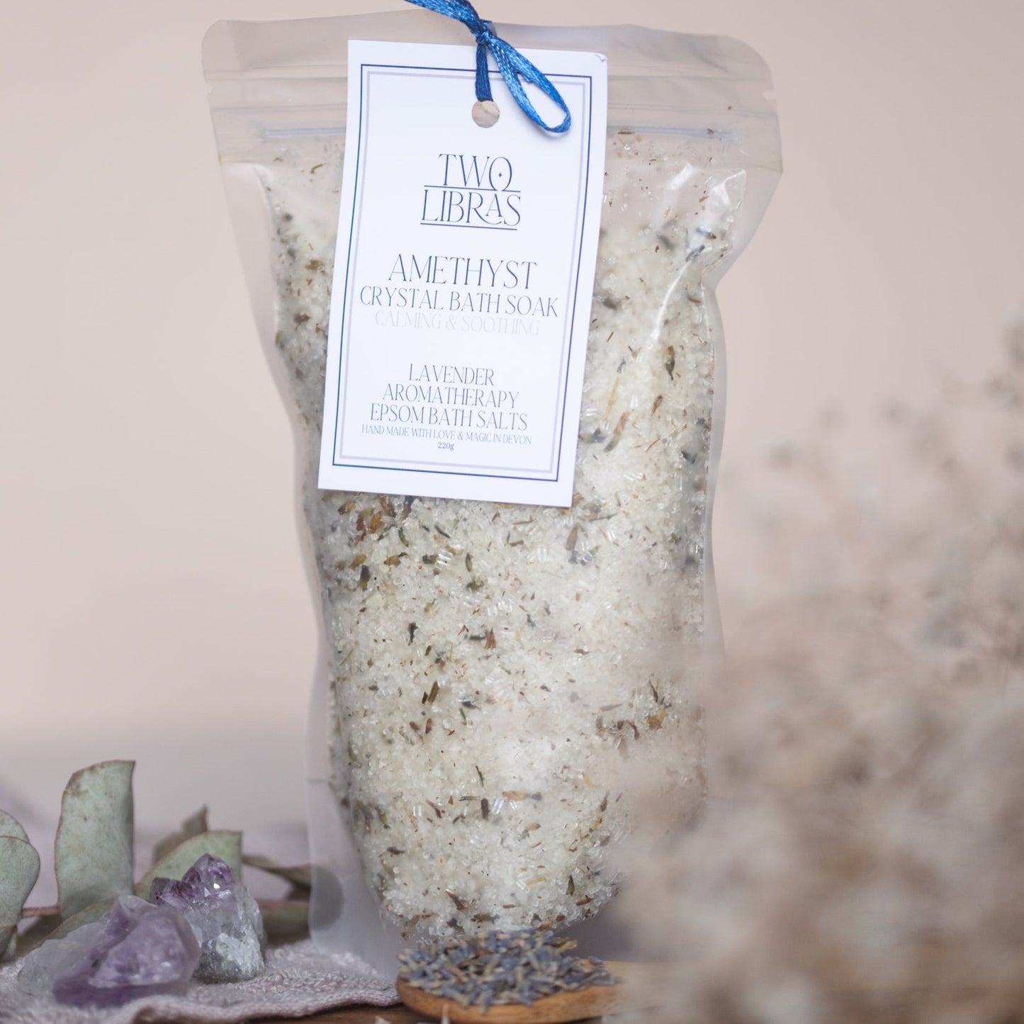 Amethyst Lavender Crystal Bath Soak - Epsom Bath Salts for Relaxation and Healing