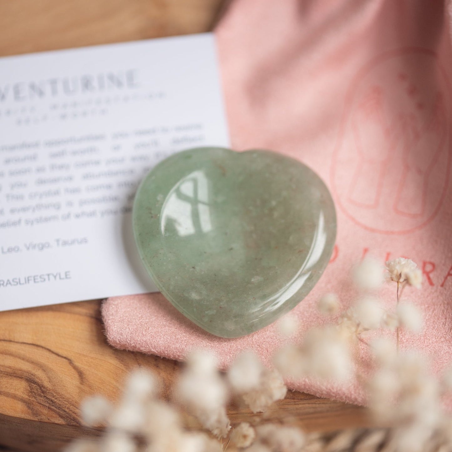 Aventurine Crystal Heart Worry Thumb Stone