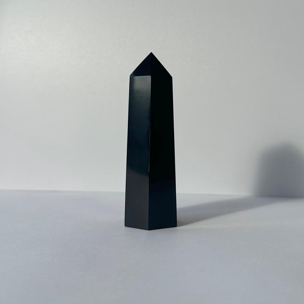 Black Obsidian Crystal Healing Tower Point