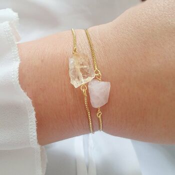 Rose Quartz - 14k Gold Plated Bracelet