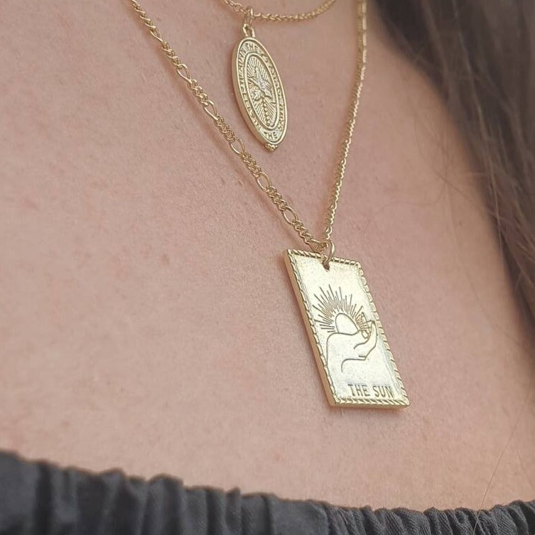 The Sun  - 14k Gold Plated Tarot Card Necklace