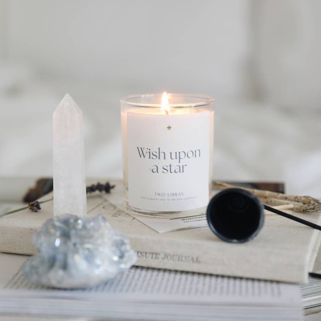 Wish upon a star - Clear Quartz Crystal Intention Candle