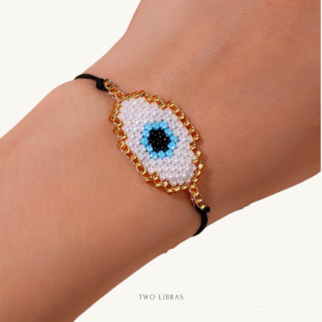 Evil Eye Black Beaded Friendship Bracelet - Protection, Positivity