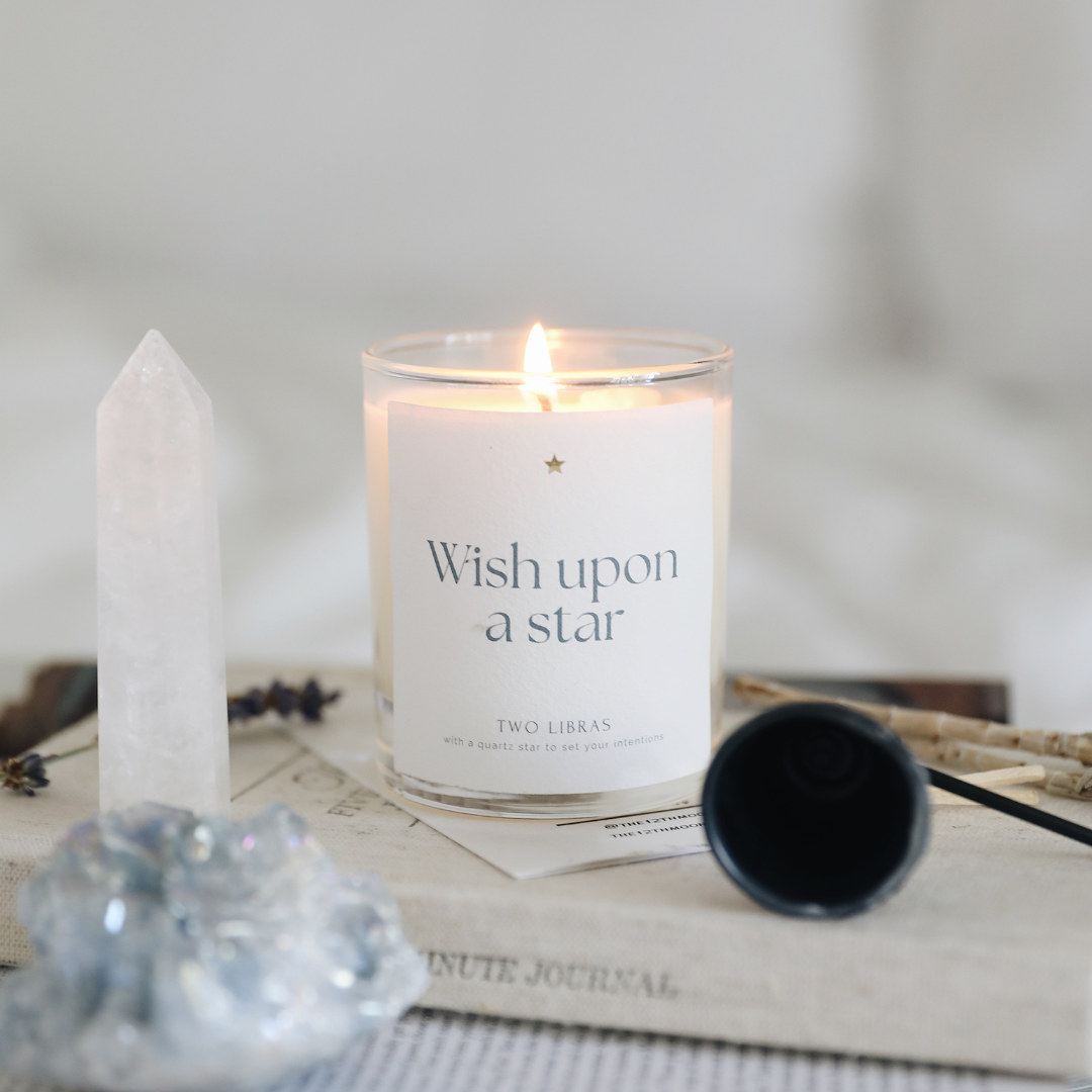 Wish upon a star - Clear Quartz Crystal Intention Candle