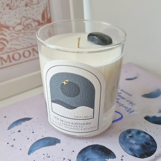 New Moon Crystal Intention Candle