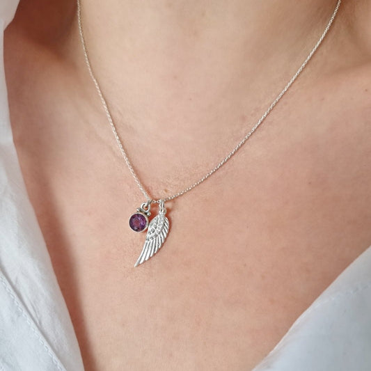 Amethyst Angel Wing - 95 Silver Necklace