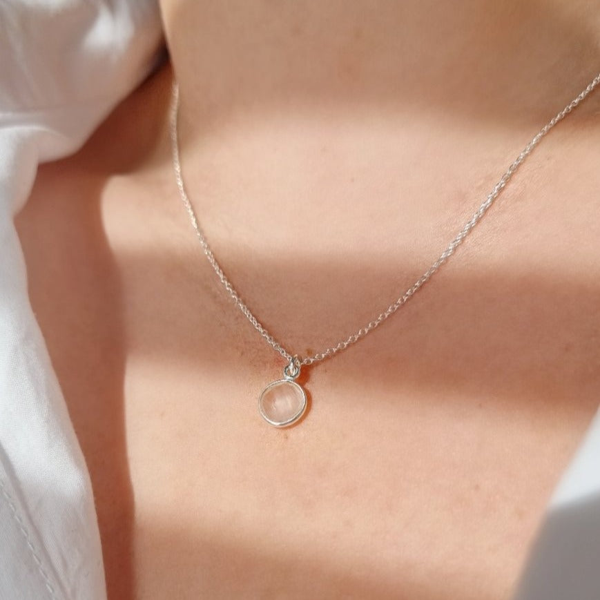 Rose Quartz  - 95 Silver Necklace