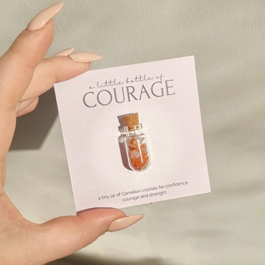 A little bottle of Courage - Carnelian Crystal Wish Jar