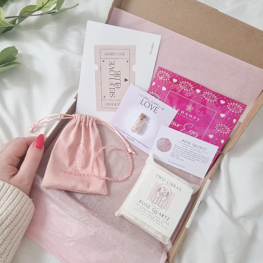 A little box of Love - Rose Quartz Wellness Crystal Self Love Wellness Letter box Gift