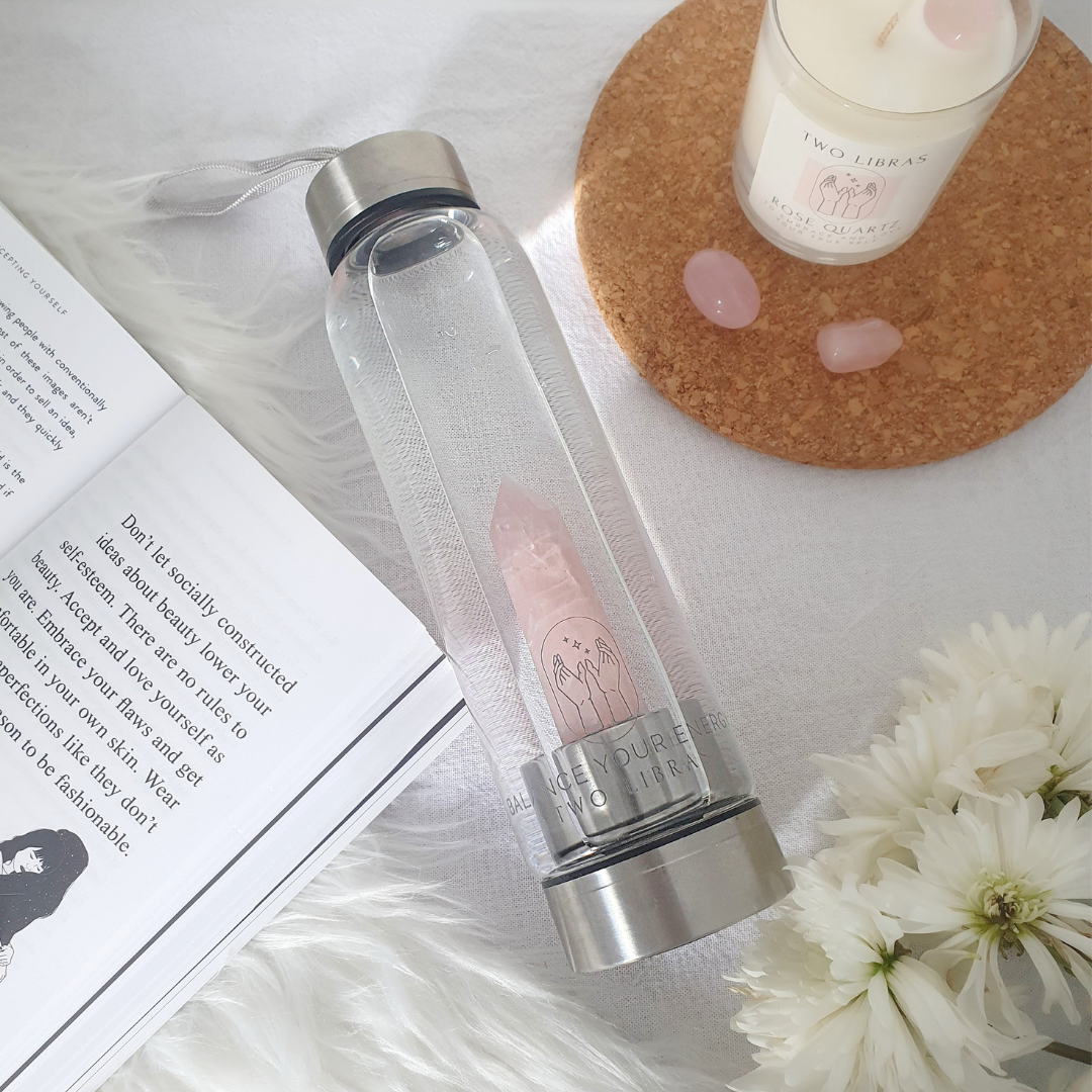 Rose Quartz Glass Water Bottle - To embrace and love your true self