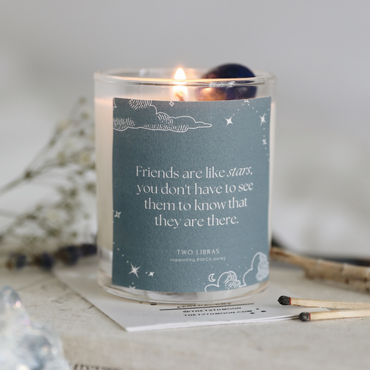 Lapis Lazuli Friendship Crystal Intention Candle - Supporting RSPCA Derby